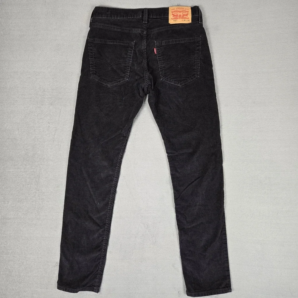 Levis 512 Slim Taper Corduroy Pants Men 30x32 (Fits 30x30) Black 5 Pocket Cotton